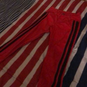 Red and black striped jeans